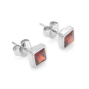 garnet silver studs