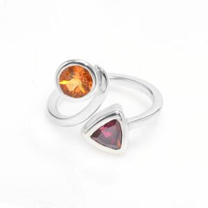Garnet Citrine Silver Ring