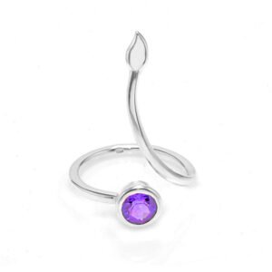curved silver amethyst ring