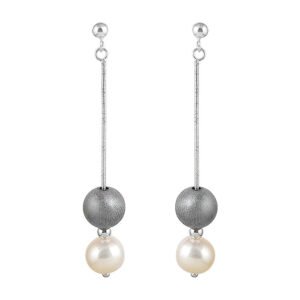 pearl silver drop earrings