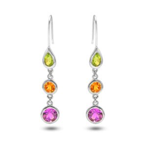 amethyst peridot citrine silver earrings