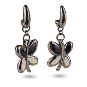 Black Butterfly Silver Earrings