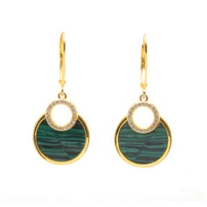 malachite silver earrings