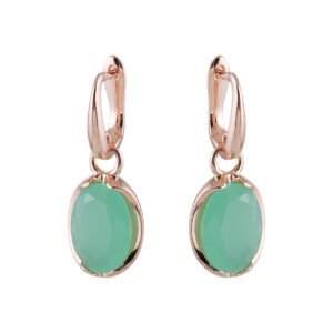 gold silver earrings with green stone