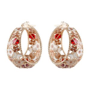 gold silver earrings with colored flowers