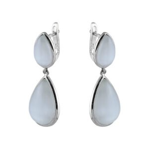 silver white cat’s eye earrings