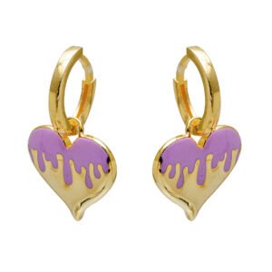 purple heart silver earrings