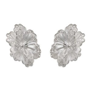 flower silver studs