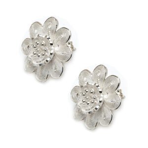 flower silver earrings
