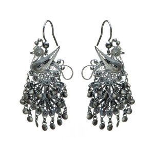 peacock silver earrings