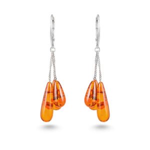 Drops of amber silver necklace