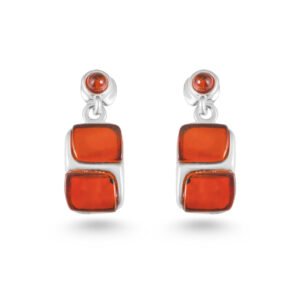 red amber silver earrings