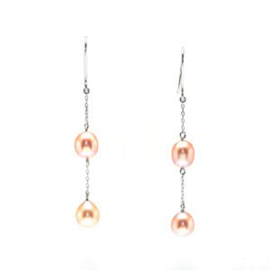silver freshwater pearl drop earrings