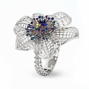 flower silver ring