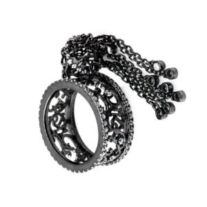 black chain silver ring