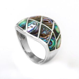 multicolor manmade silver ring