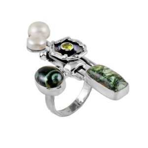 pearl peridot labradorite silver ring