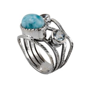 blue topaz labradorite silver ring