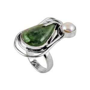 pearl peridot silver ring