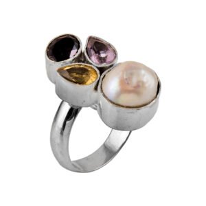 mother of pearl gemstone silver ring