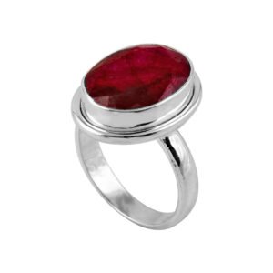 red stone silver ring