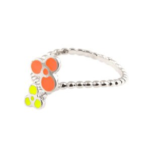 orange floral silver ring