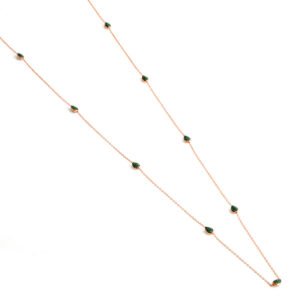 gold silver necklace with green stones