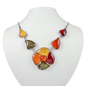 amber silver necklace