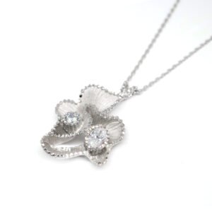 Roberto Bravo Silver Flower Crystal Necklace