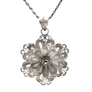 flower layered silver pendant
