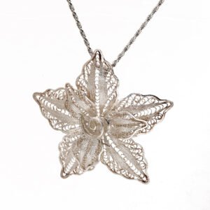 flower layered silver pendant