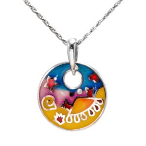 Beach Inspired Enamel Silver Pendant