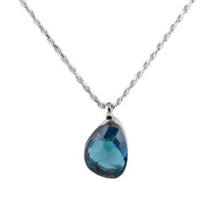 silver drop blue topaz pendant