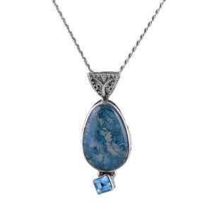 Labradorite Blue Topaz Silver Pendant