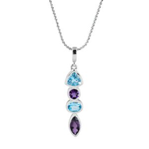 S.Begermi silver pendant with amethyst and blue topaz