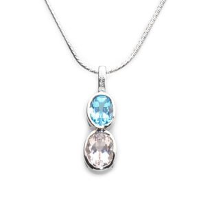 Silver Morganite and Blue Topaz Pendant