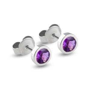 silver studs with amethyst