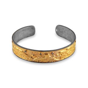 silver gold diamond bracelet inspired by mountain range