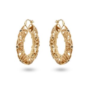 gold color flower hoop earrings