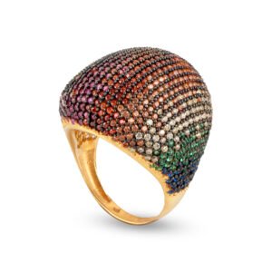 rainbow crystal silver ring