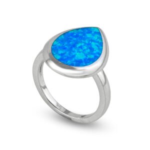 blue drop silver ring