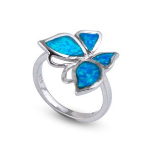 blue butterfly silver ring