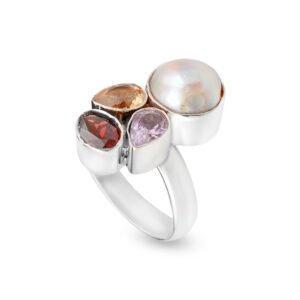 mother of pearl gemstone silver ring