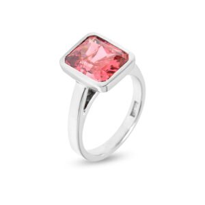 natural tourmaline silver ring