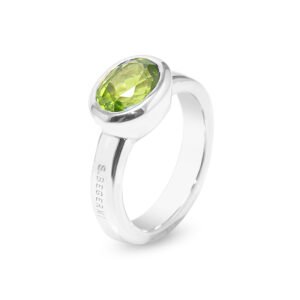 silver ring with peridot