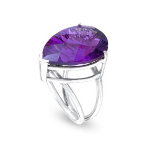 natural amethyst silver ring