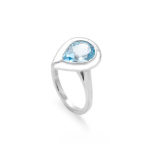 silver blue topaz ring