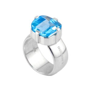 natural blue topaz silver ring
