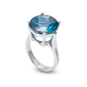 natural blue topaz silver ring