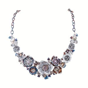 flowers silver necklace